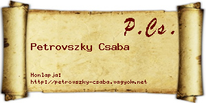 Petrovszky Csaba névjegykártya